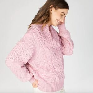 Ireland's Eye Rose Pink Pure Wool Shawl Collar Sweater Large